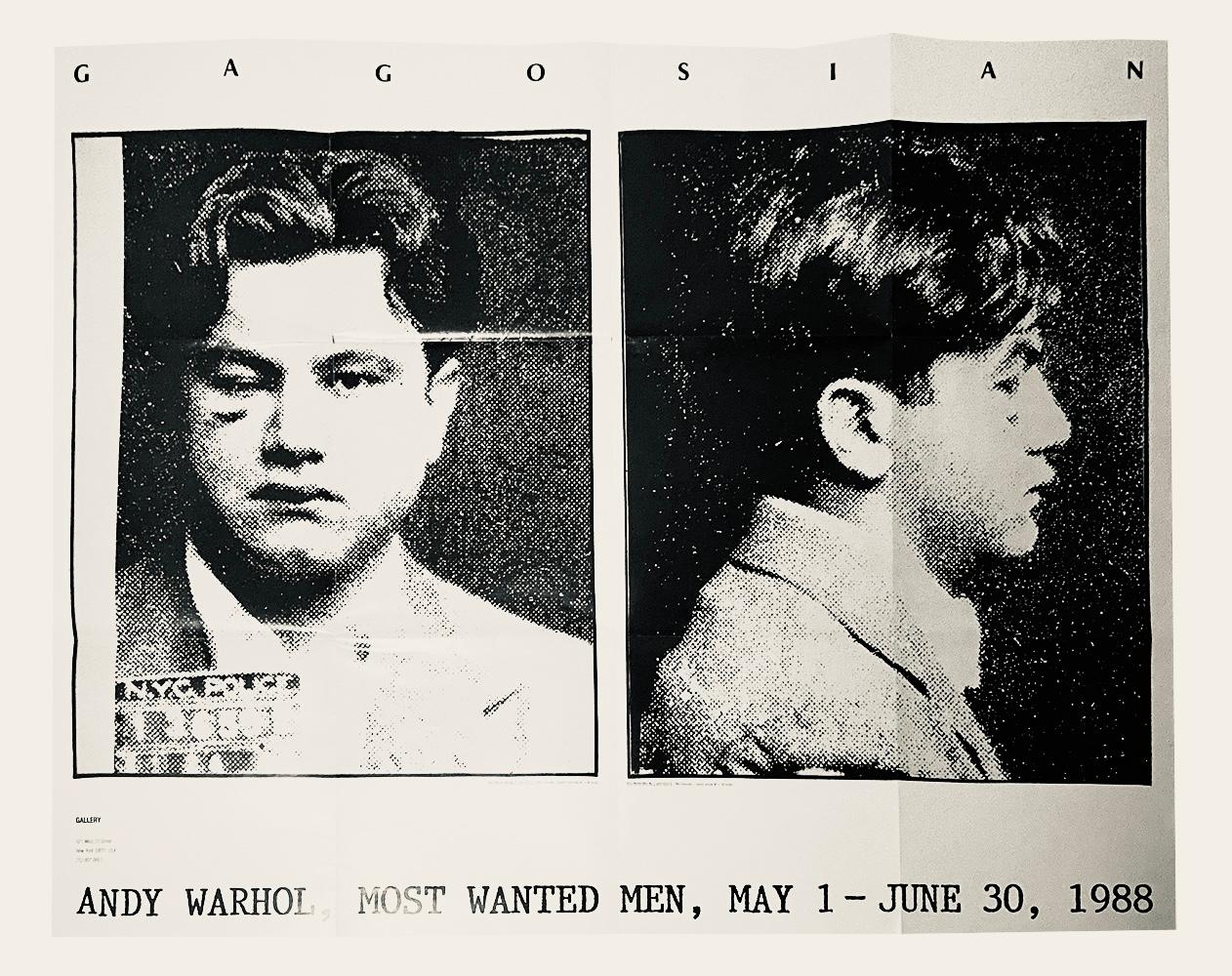 Cartel de la exposición Los hombres más buscados de Andy Warhol 1988 en venta 4