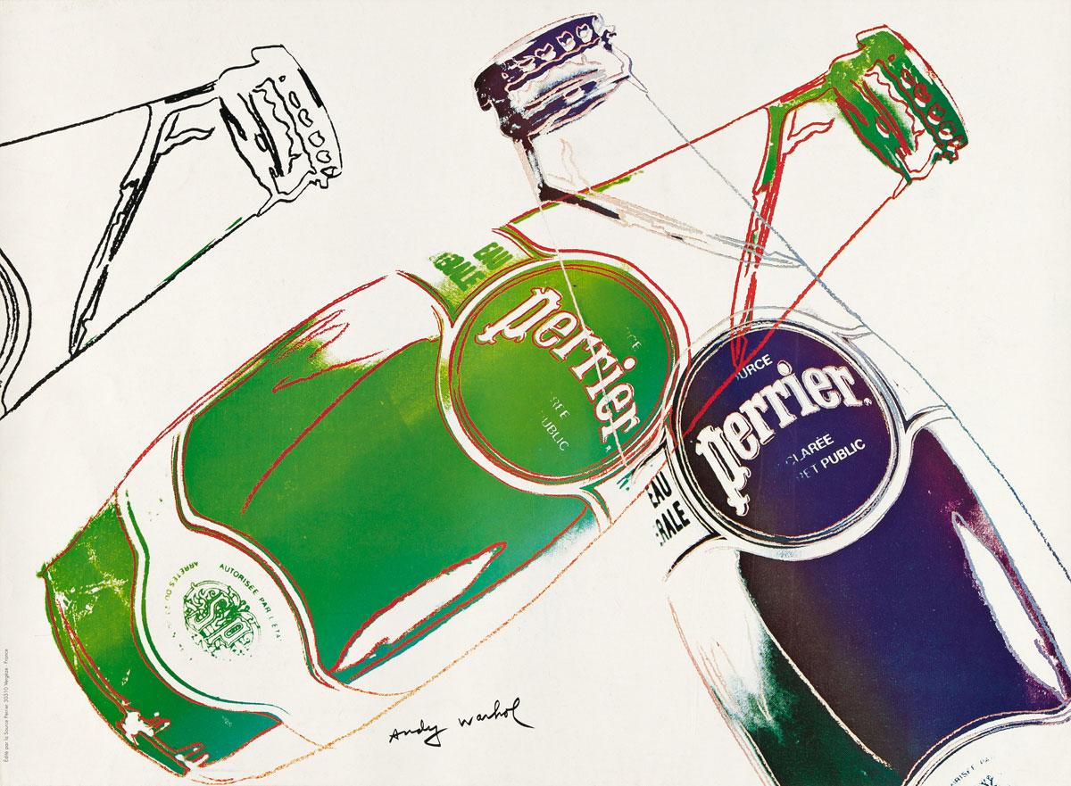 Affiche vintage réalisée pour Perrier à l'origine en 1983 (il s'agit d'une impression ultérieure).
