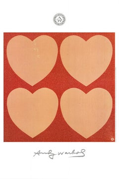 Vintage Andy Warhol 'Pink Hearts X 4' 1996- Poster