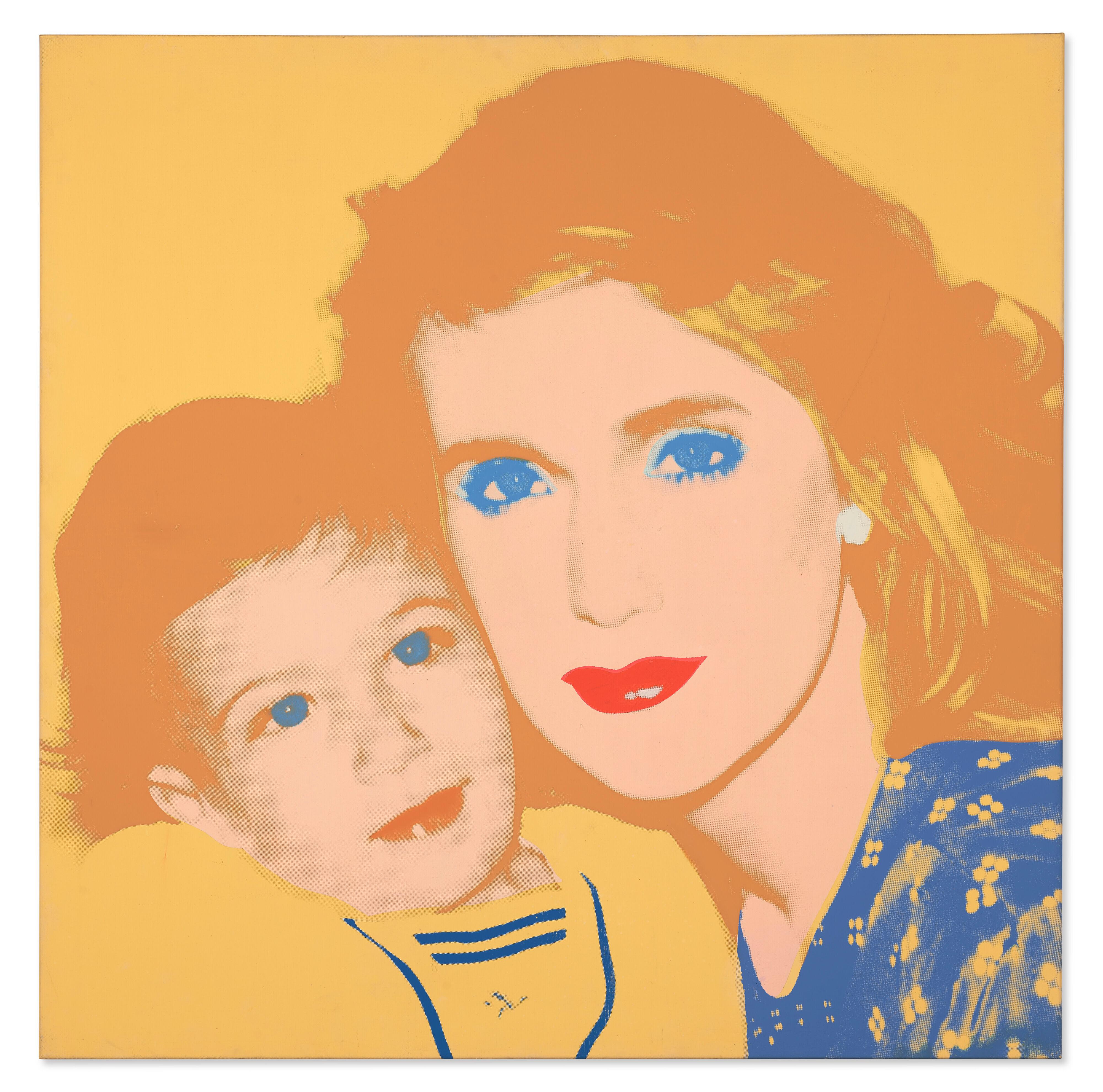ANDY WARHOL (1928-1987)
Portrait de Patty Raynes and Son
signé et daté "Andy Warhol 85" (sur le recouvrement)
acrylique et encre sérigraphique sur toile
40 ⅛ x 40 ⅛ in. (101,9 x 101,9 cm.)
Exécuté en 1985.           