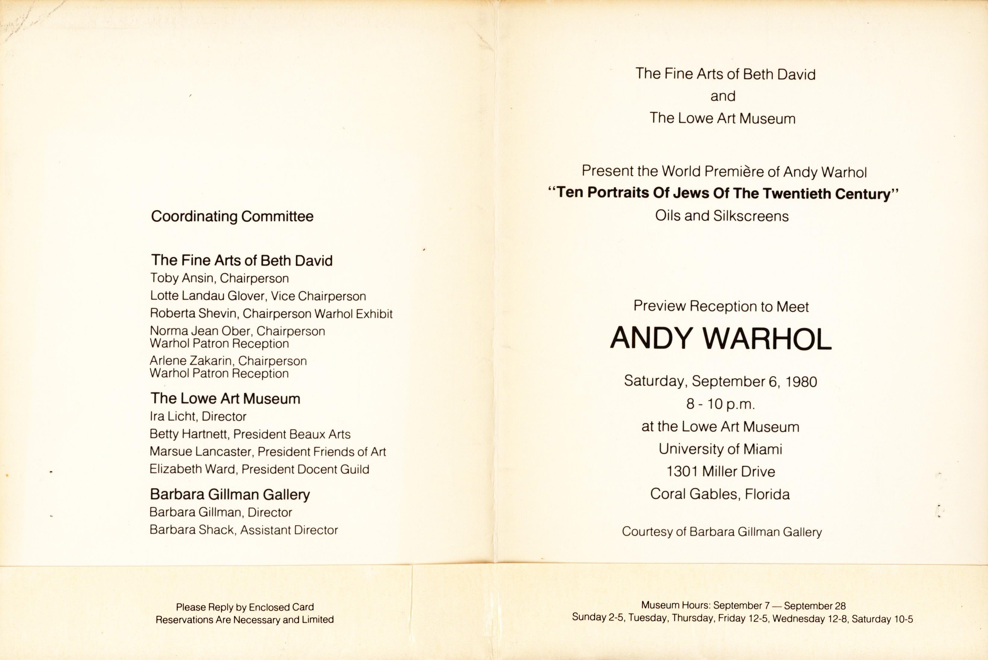 Andy Warhol Portraits of Jews of the 20th Century (announcements; Signed cover) 10