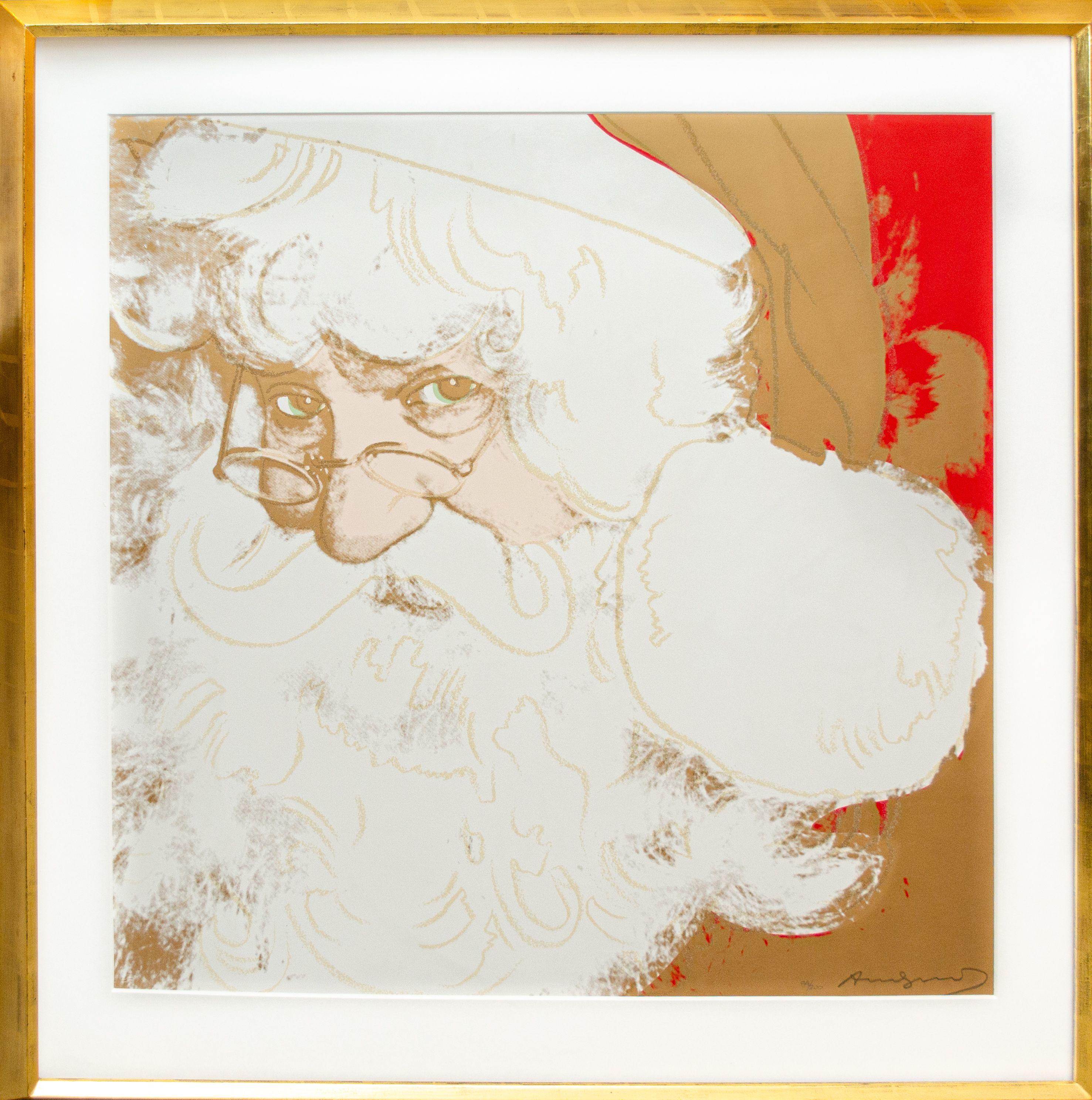 Andy Warhol's 'Santa Claus' is a print from his collection Myths, which depicts revered characters from American culture. To convey the mysticism of celebrity, this piece has diamond dust sprinkled across the surface. It is signed, numbered and