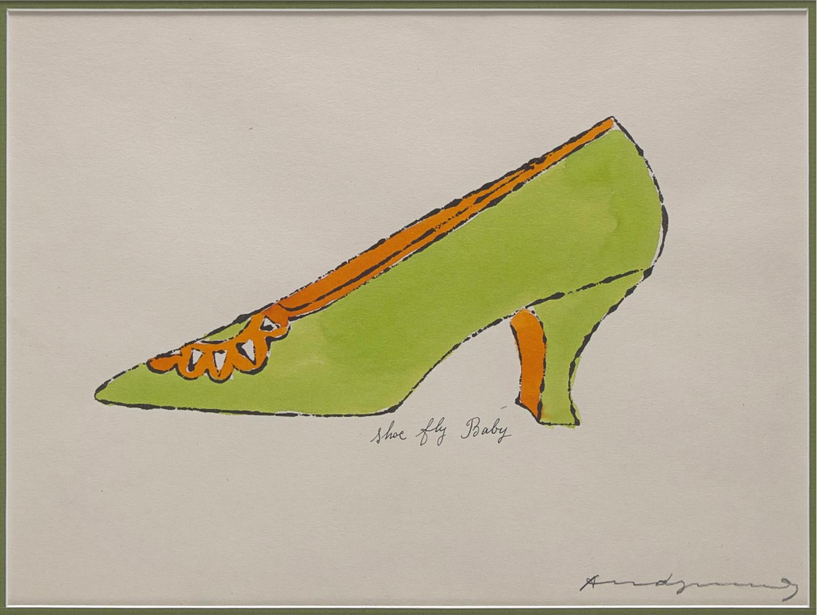 Andy Warhol 'Zapato mosca bebé' Litografía offset y acuarela firmadas 1955 2