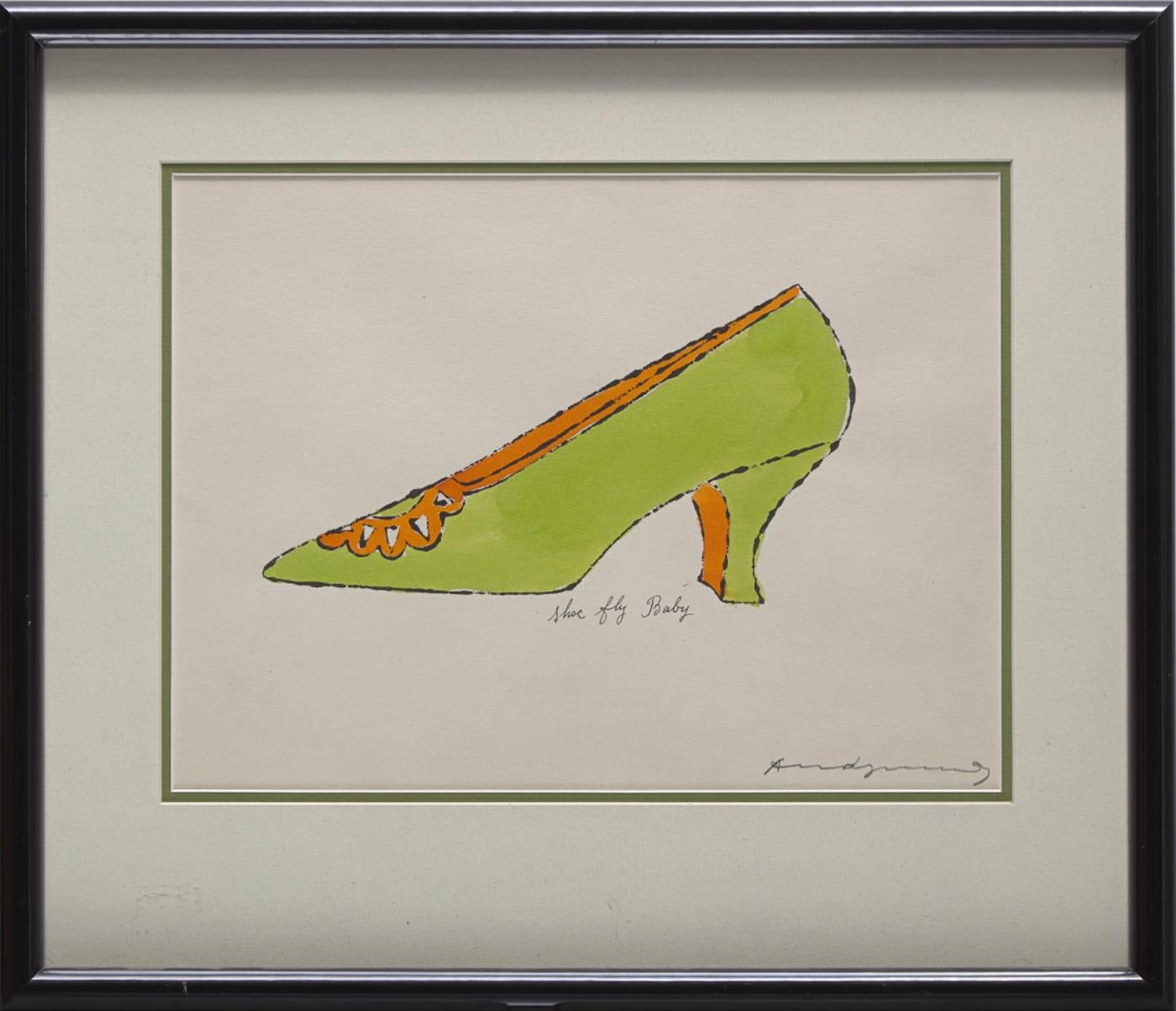 Andy Warhol 'Zapato mosca bebé' Litografía offset y acuarela firmadas 1955 3