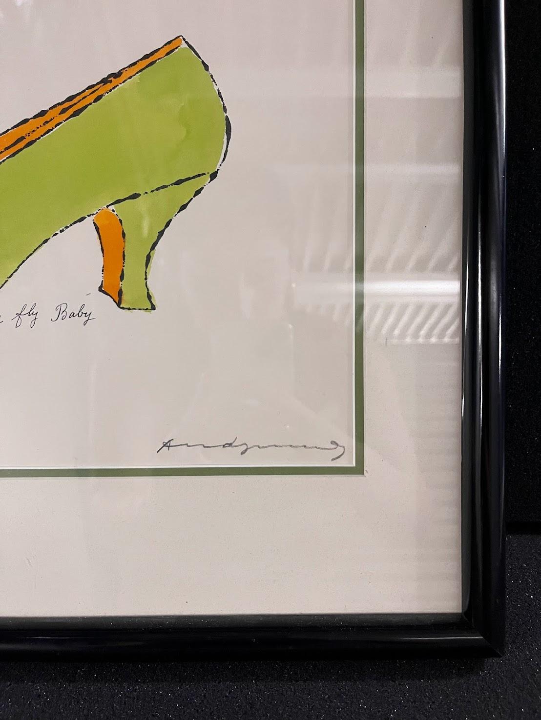 Andy Warhol 'Zapato mosca bebé' Litografía offset y acuarela firmadas 1955 5