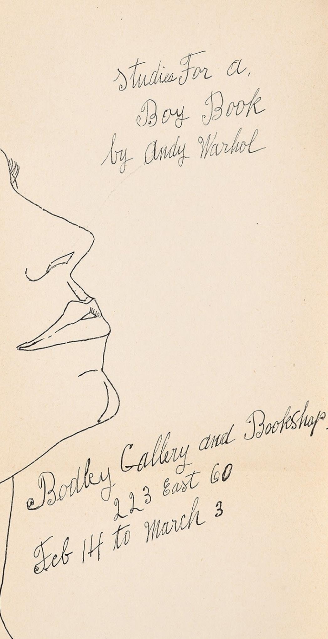 Andy Warhol Studies for a Boy Book (1950s Warhol illustrated announcement) For Sale 2