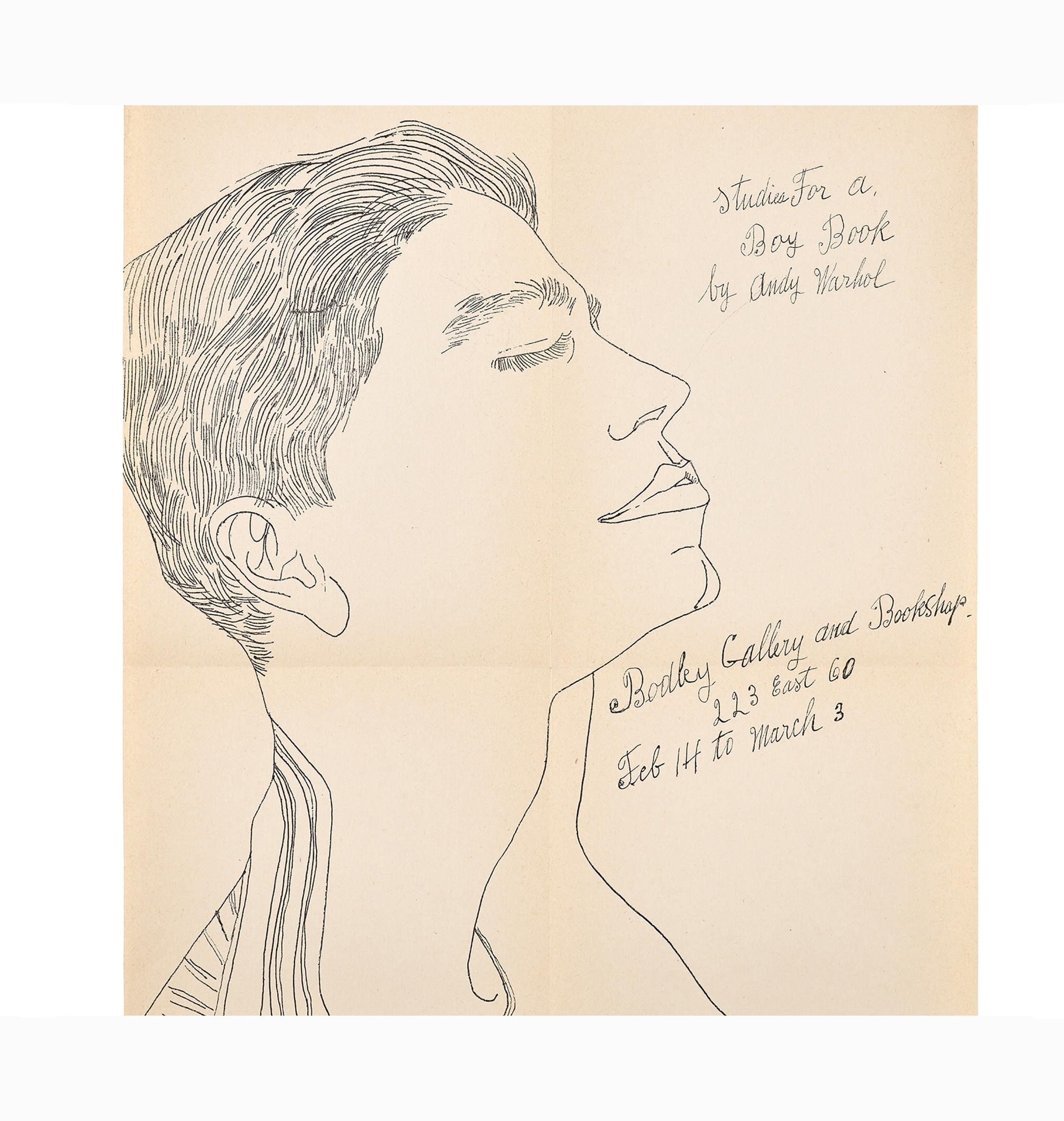 Andy Warhol Studies for a Boy Book (1950s Warhol illustrated announcement) For Sale 1