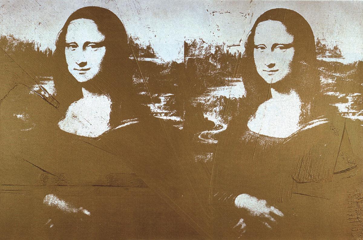 Papierformat: 24 x 36,5 Zoll (60,96 x 92,71 cm)
Bildgröße: 24 x 36,5 Zoll (60,96 x 92,71 cm)
Gerahmt: Nein
Zustand: A: Neuwertig

Zusätzliche Details: Zwei goldene Mona Lisas von Andy Warhol, gedruckt 1999, veröffentlicht von Te neues Publishing in