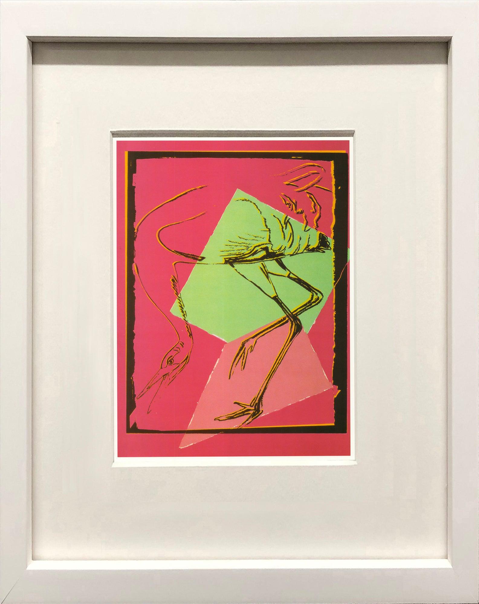 Offset lithograph from Andy Warhol: Vanishing Animals, a portfolio of six works published by te Neues in 1992 and printed in Germany. This particular image features the whooping crane, one of the endangered species Warhol portrayed to highlight