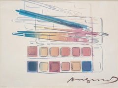 Vintage Andy Warhol 'Watercolor Paint Kit with Brushes' Offset Lithograph 1982