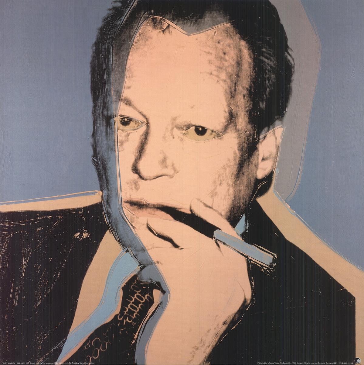 Paper Size: 27.5 x 27.5 inches ( 69.85 x 69.85 cm )
Image Size: 27.5 x 27.5 inches ( 69.85 x 69.85 cm )
Framed: No
Condition: A: Mint

Additional Details: Reproduction of Warhol’s Willy Brandt published by Te Neues Publications in 1993.