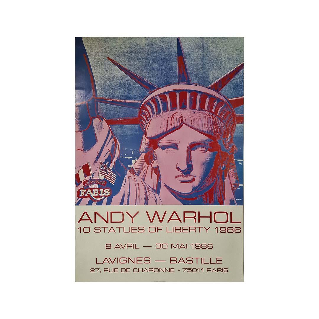 Affiche d'exposition originale d'Andy Warhol de 1986 « 10 Statues of Liberty » Pop Art en vente 1