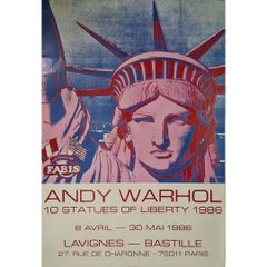 Andy Warhol's 1986 original exhibition poster "10 Statues of Liberty" Pop Art