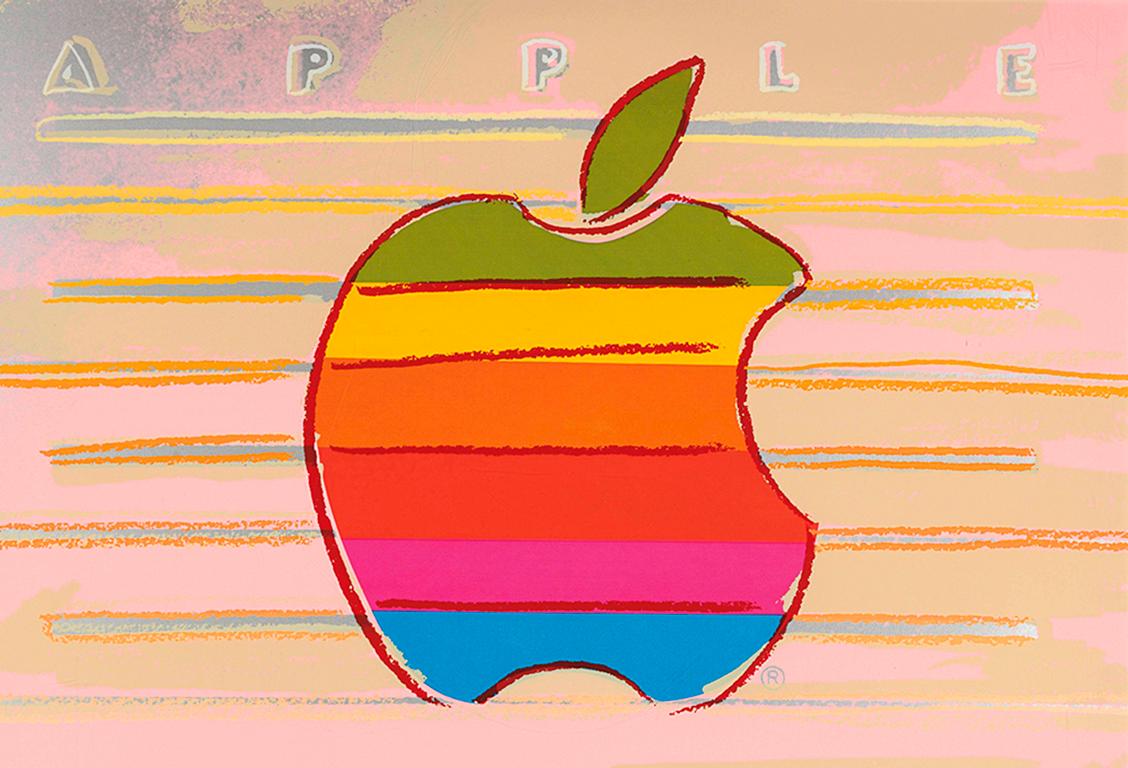 Andy Warhol’s Apple 1985 screenprint, is a work from Warhol’s Ads series and acts as a commentary on the power of technology and advertising. The famous logo for Macintosh Computers, the apple with a bite taken out of it, is the star of Warhol’s