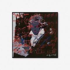 Beethoven, 1980, Siebdruck auf Porzellan in Holzrahmen, Holzschachtel
