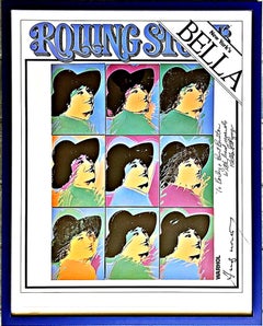 Vintage Rolling Stone poster, hand signed by Andy Warhol and Bella Abzug LGBTQ pioneer 