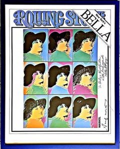 Póster de los Rolling Stones, firmado a mano por Andy Warhol y Bella Abzug Pionera LGBTQ 