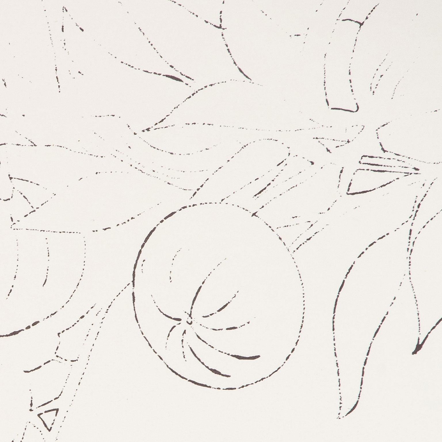 Oiseau sur une branche de fruits, lithographie offset colorée à la main à l'aquarelle 4