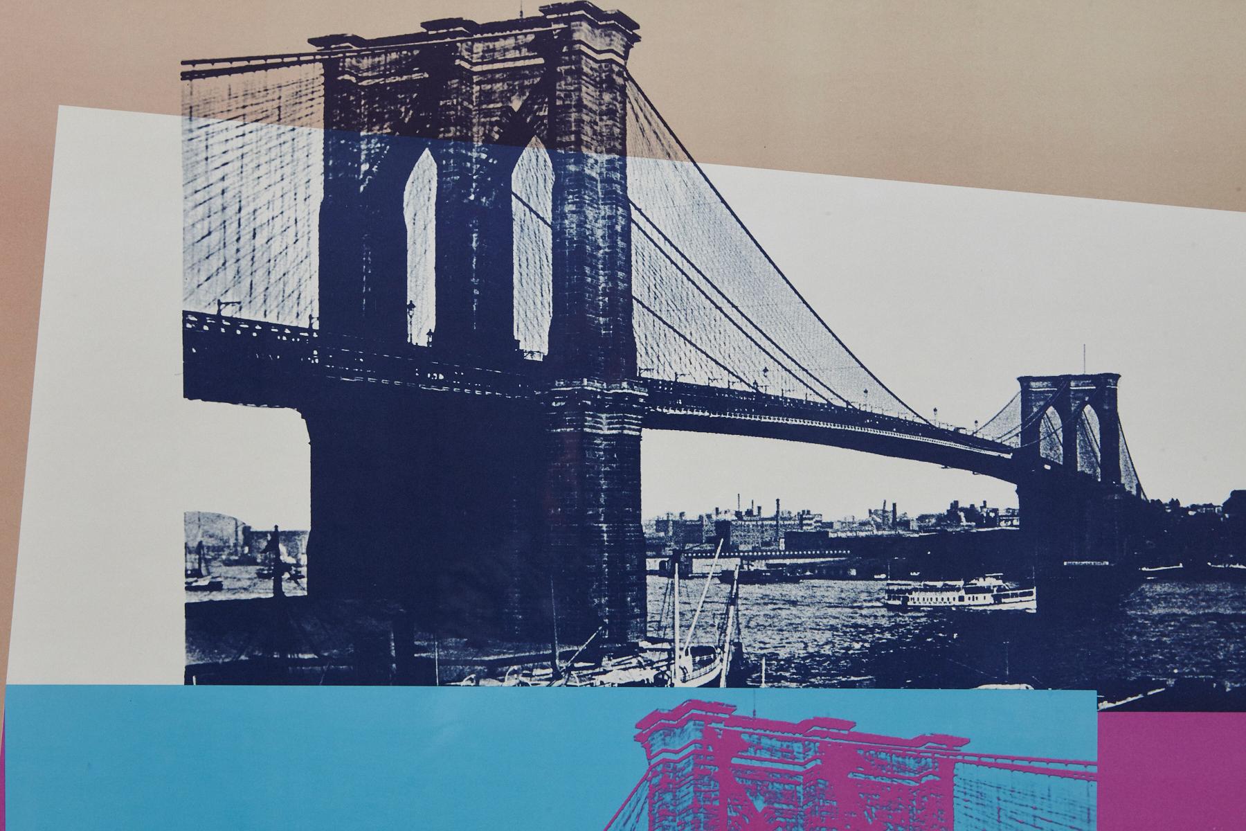 Brooklyn Bridge Centennial 1883 - 1983 - Purple Landscape Print by Andy Warhol