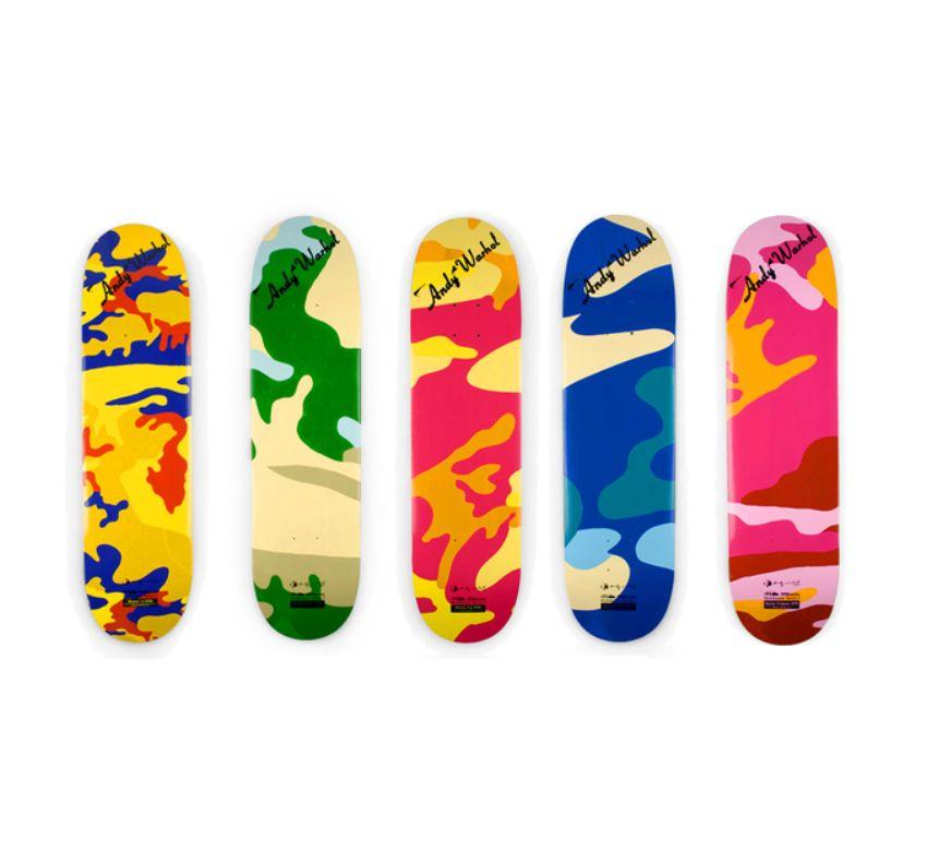 Camouflage (set of 5 skateboard decks) - Print by Andy Warhol