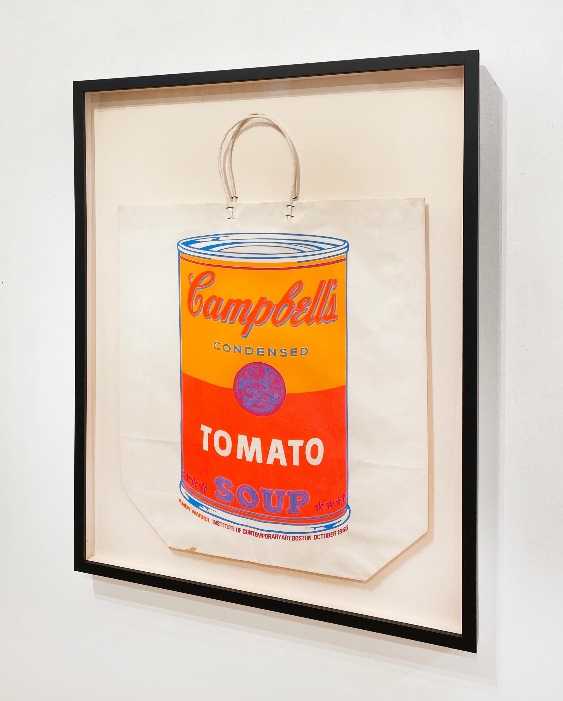 Artist:  Warhol, Andy
Title:  Campbell's Soup Can on Shopping Bag
Date:  1966
Medium:  Color Screenprint on Shopping Bag
Unframed Dimensions:  19