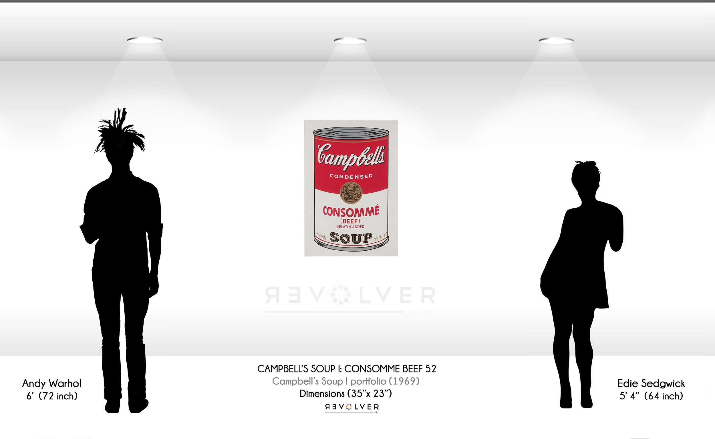 CAMPBELL’S SOUP I: CONSOMMÉ 52

Campbell’s Soup I: Consommé 52 is part of Warhol’s first Campbell’s Soup portfolios, Campbell’s Soup I. One of the reasons that Andy Warhol chose to feature Campbell’s soup was because of his fascination with consumer