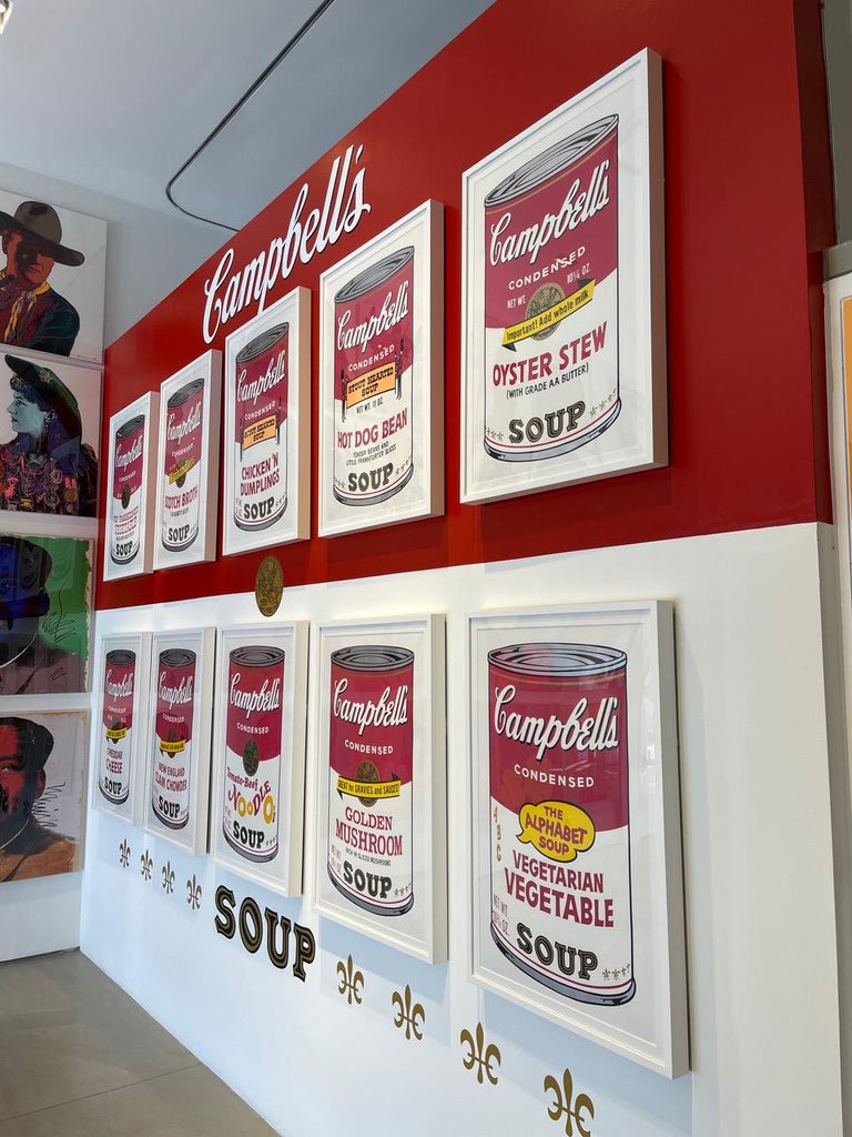 The Campbell’s Soup II full suite was printed in 1969 by Salvatore Silkscreen Co., Inc., New York. The complete portfolio of ten screenprints on paper, included in this suite are: FS II.54 to FS II.63. Published by Factory Additions, New York

Andy