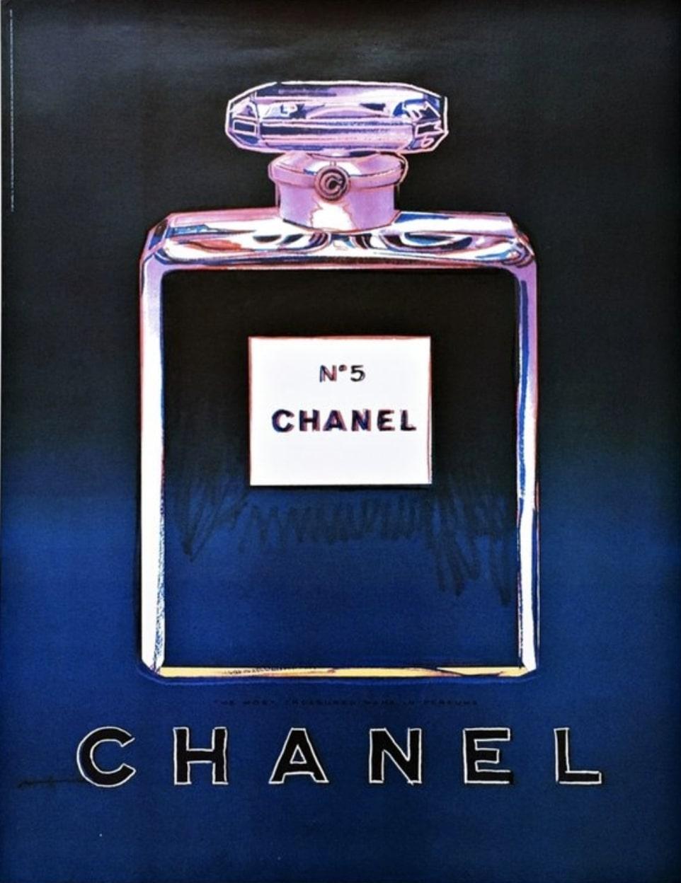 Andy Warhol created this image for Chanel in the 1980's but it was not until 1997 that Chanel decided to use it as a publicity in their add campaigns. This size which was given out in department stores to customers who purchased Chanel N5 Perfume.