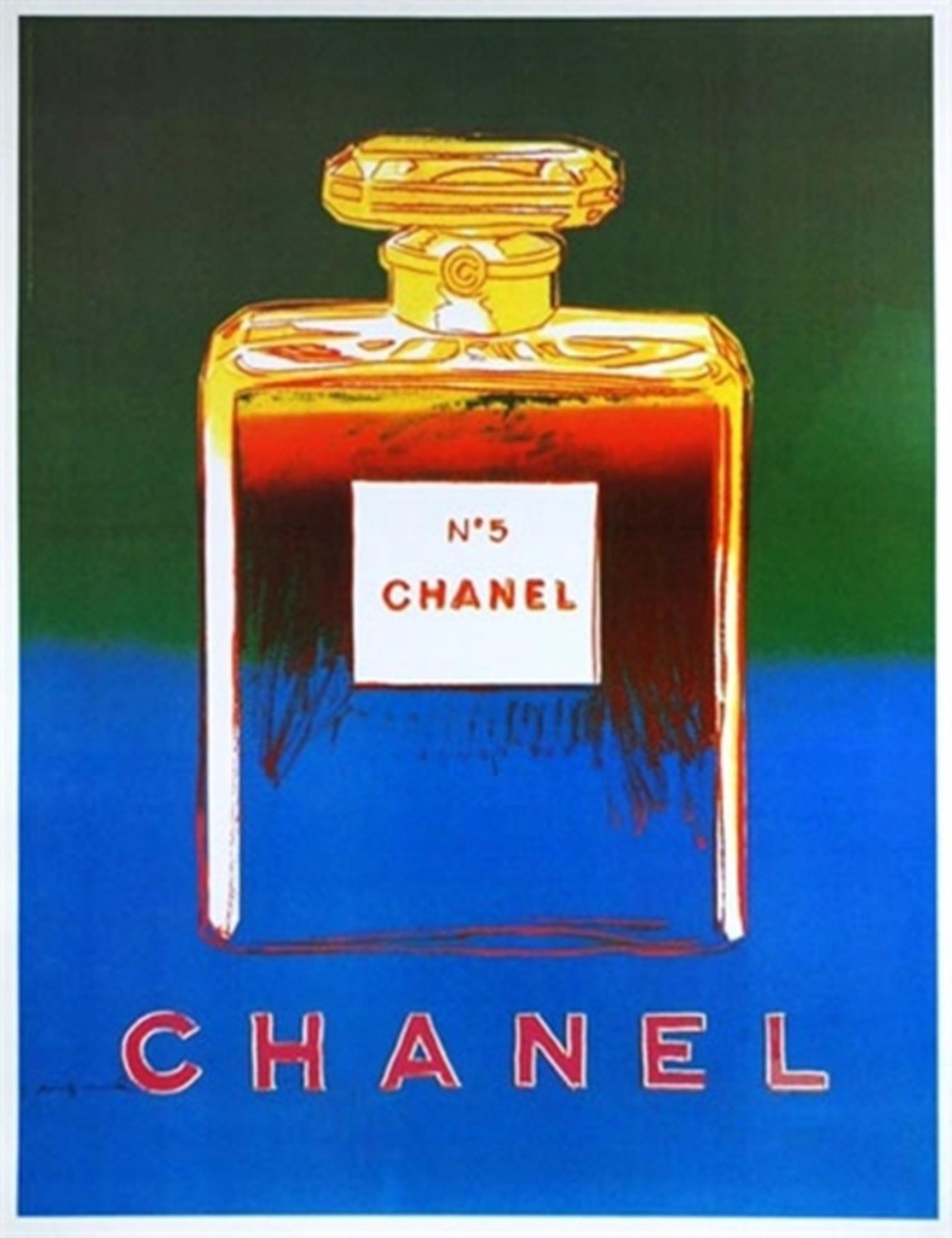Après Andy Warhol
Chanel No. 5 (Suite de quatre tirages individuels (séparés) sur toile de lin), 1996
Suite de quatre (4) lithographies offset individuelles séparées à tirage limité en couleurs sur papier vélin apposées sur un élégant support en