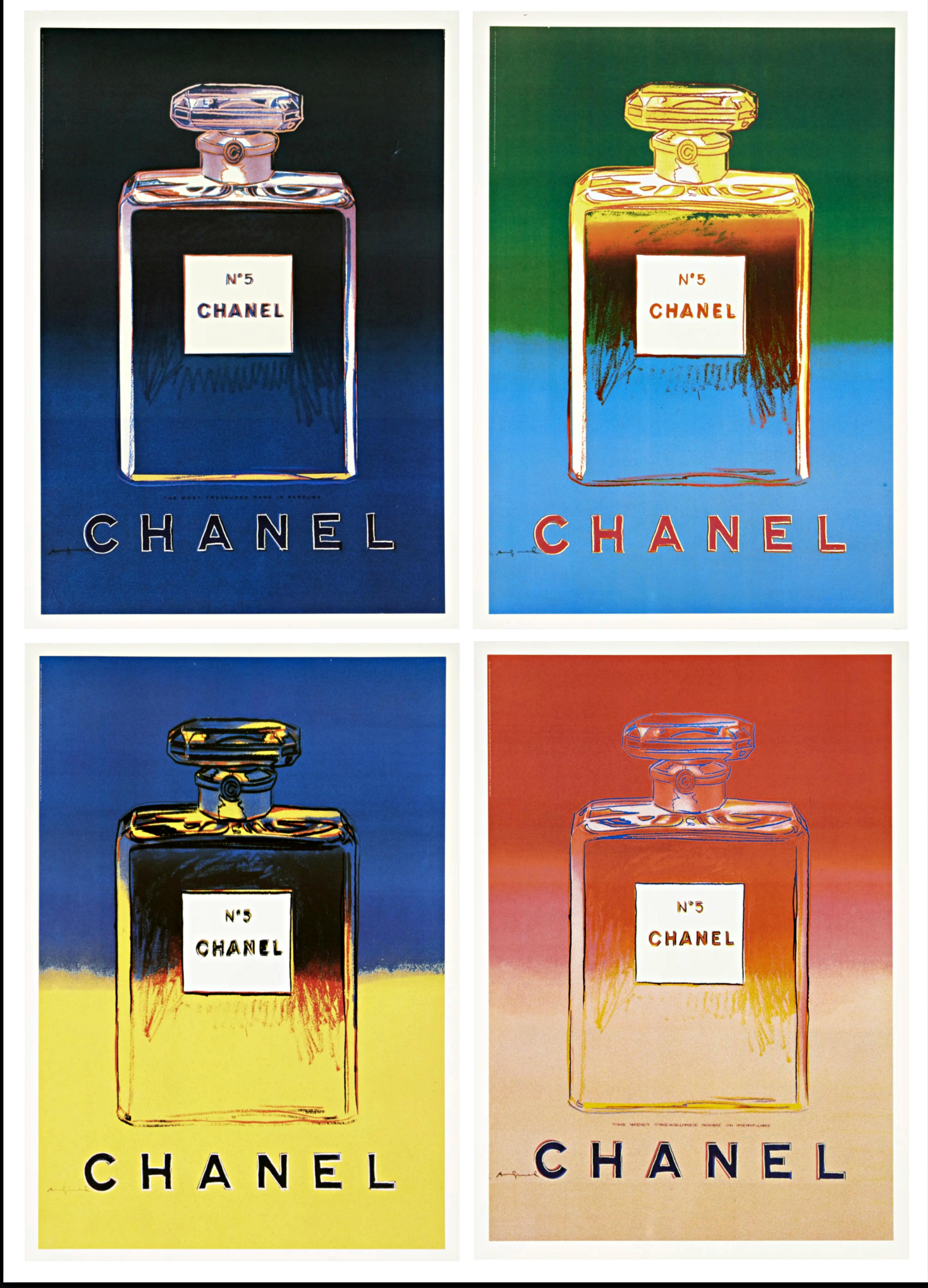 Andy Warhol Abstract Print - Chanel No. 5 (suite of four (4) separate prints with varnish on linen backing)