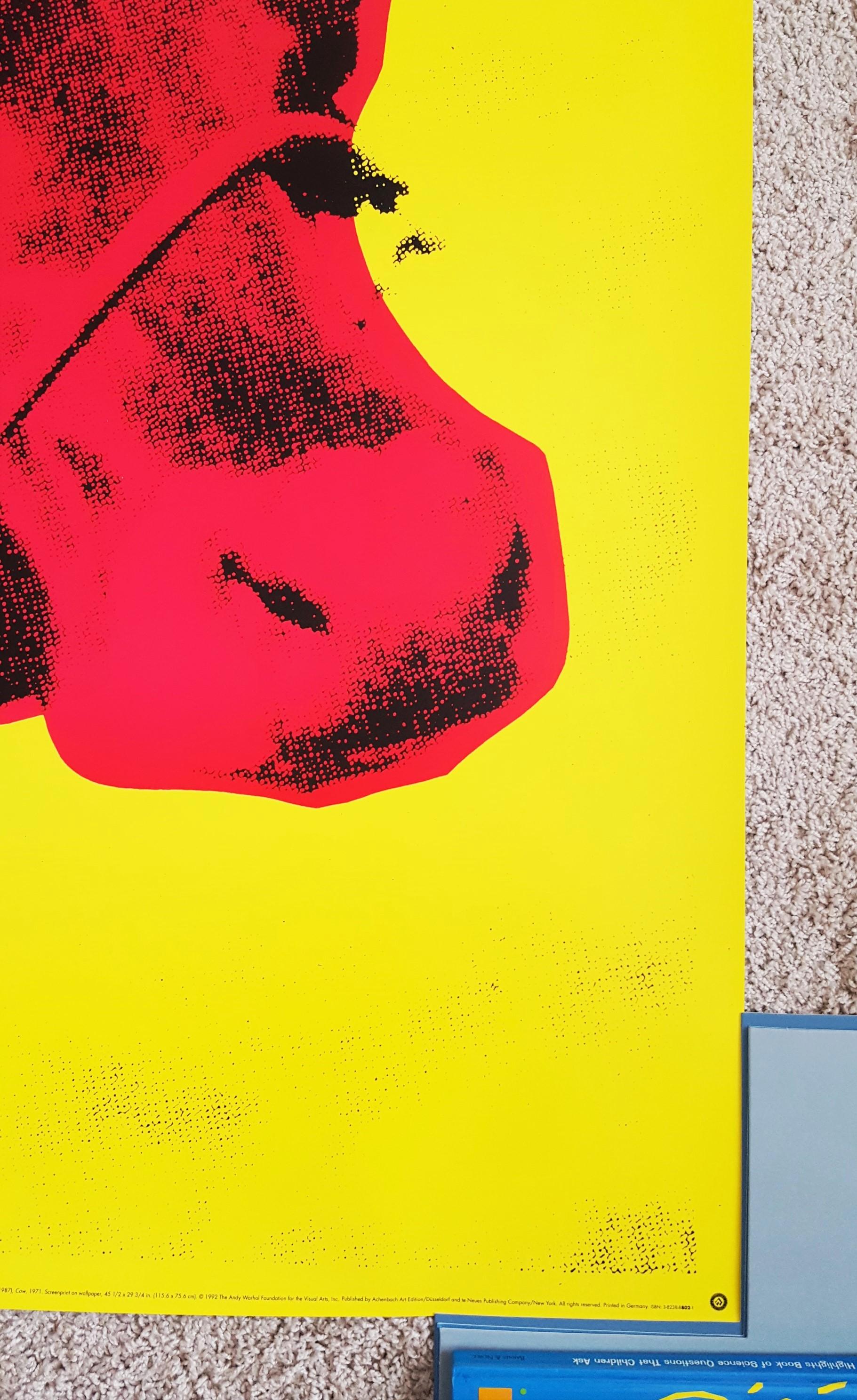Póster Vaca /// Arte Pop Andy Warhol Retrato Animal Amarillo Rojo Colorido Arte Grande 4