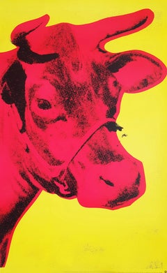Cow Poster /// Pop Art Andy Warhol Animal Portrait Yellow Red Colorful Large Art