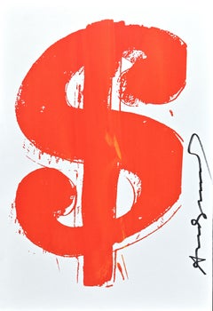 Dollar Sign, Red  - Vintage Screen Print - 1982
