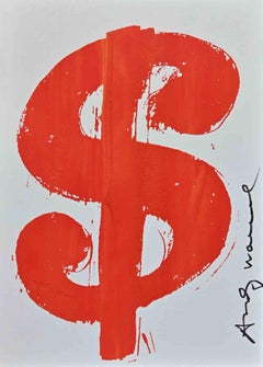 Dollar Sign, Red  - Vintage Screen Print - 1982