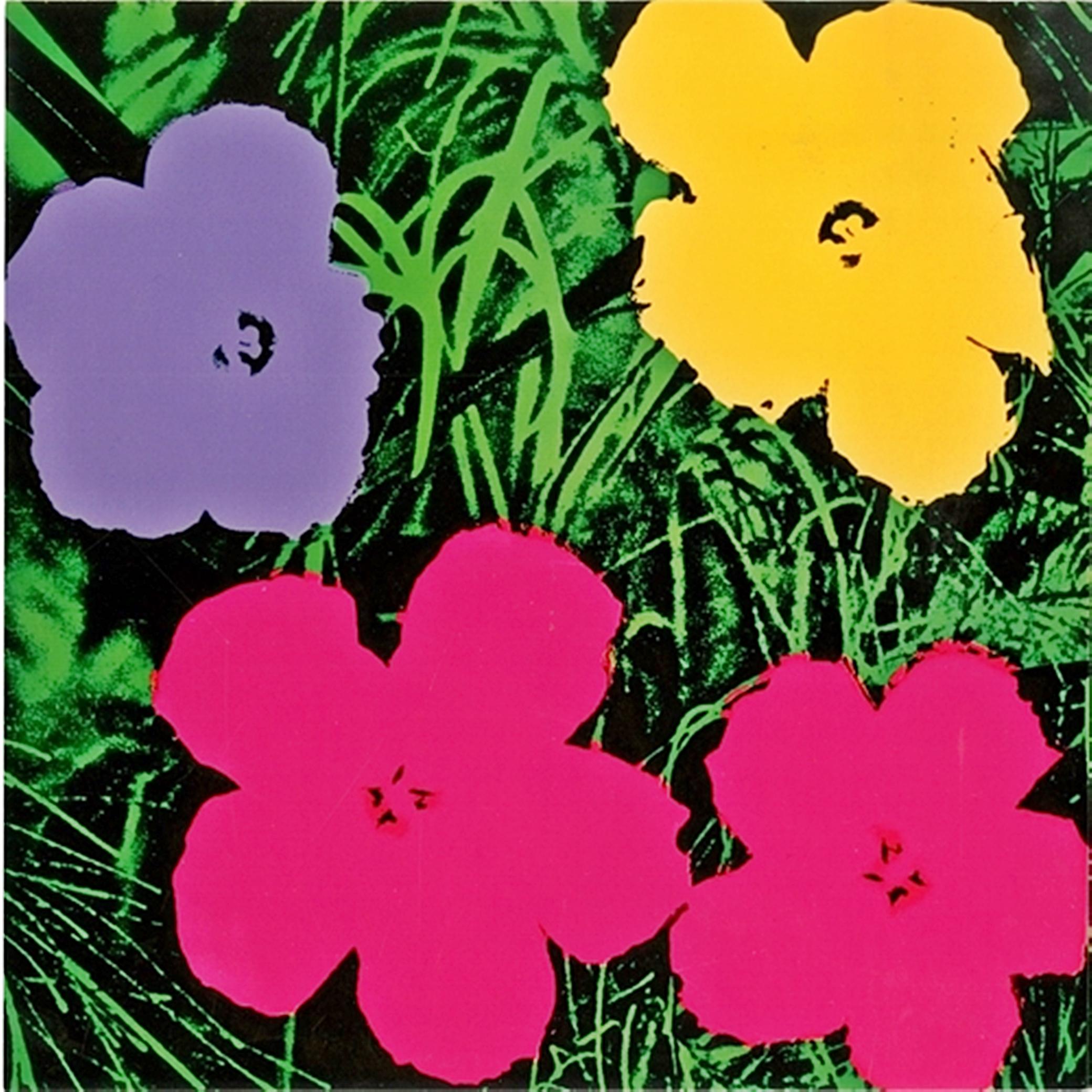 Blumen, Galerie Sonnabend, Einladungskarte mit Postmarke – Art von Andy Warhol
