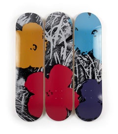 FLOWERS (GREY/RED) Limited Edition Skate Deck Modern Design Pop American Icon