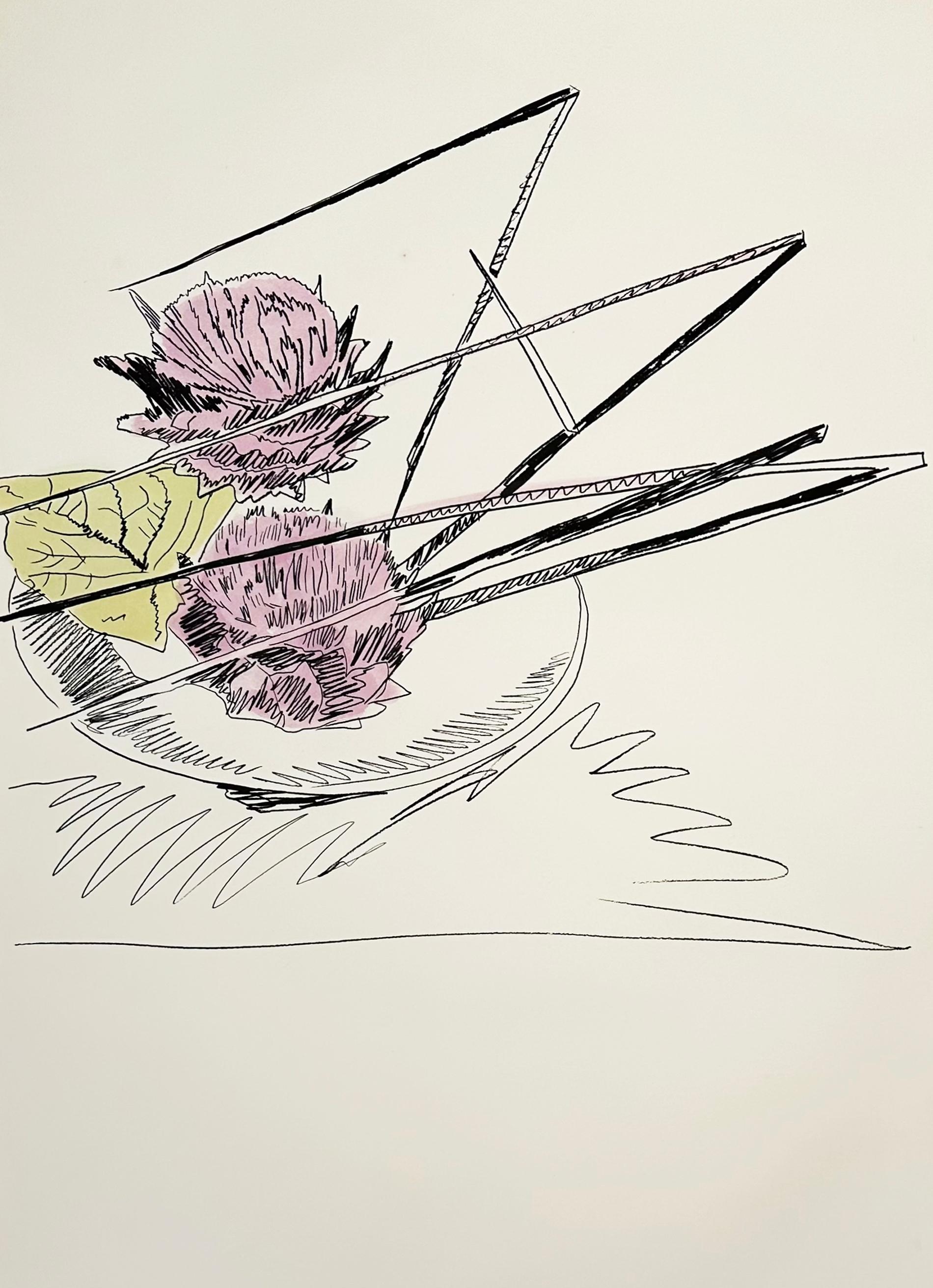 Andy Warhol Figurative Print – Blumen (handkoloriert)