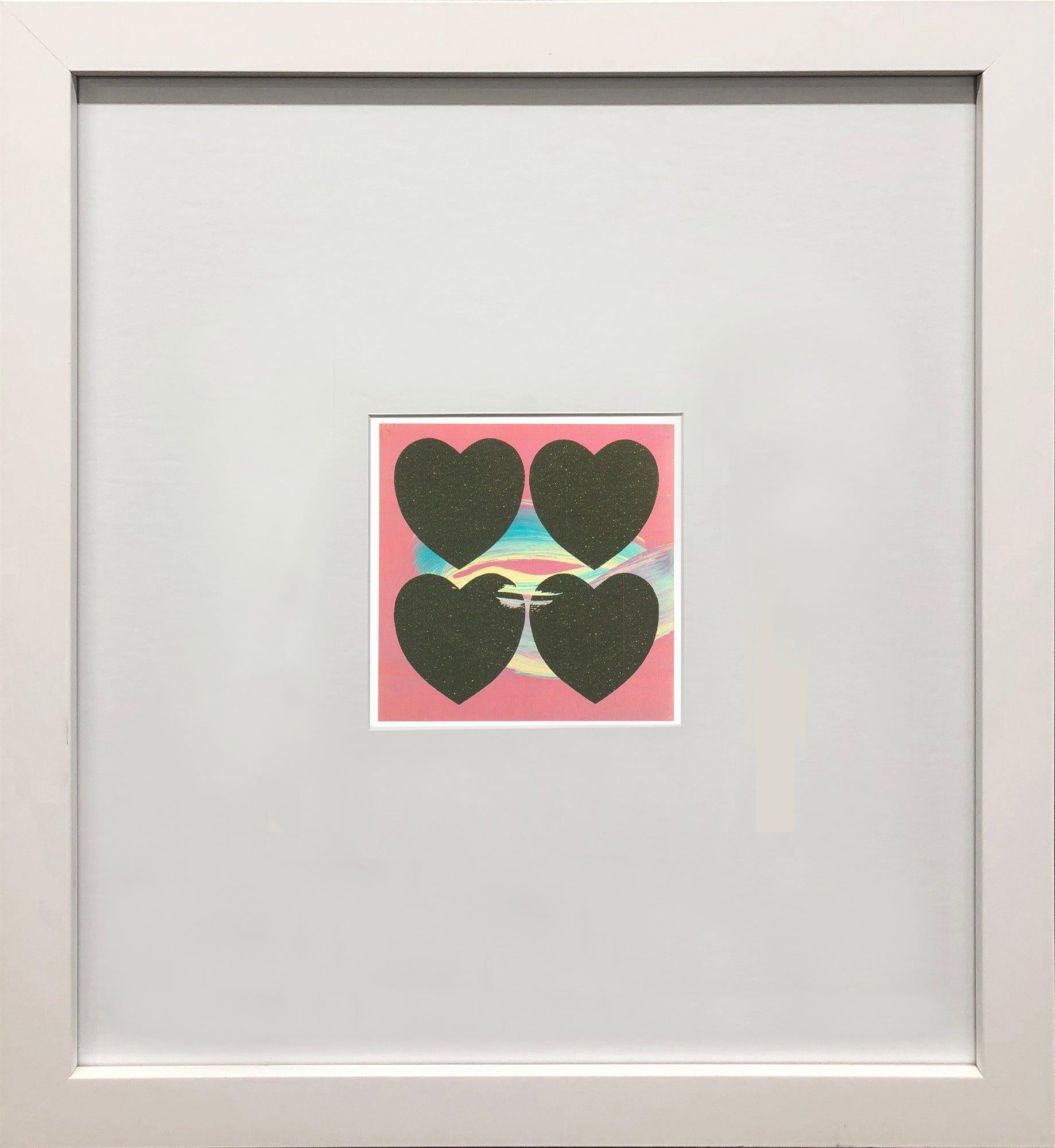 Litografía offset Cuatro corazones de Andy Warhol, enmarcada, arte pop, 1993