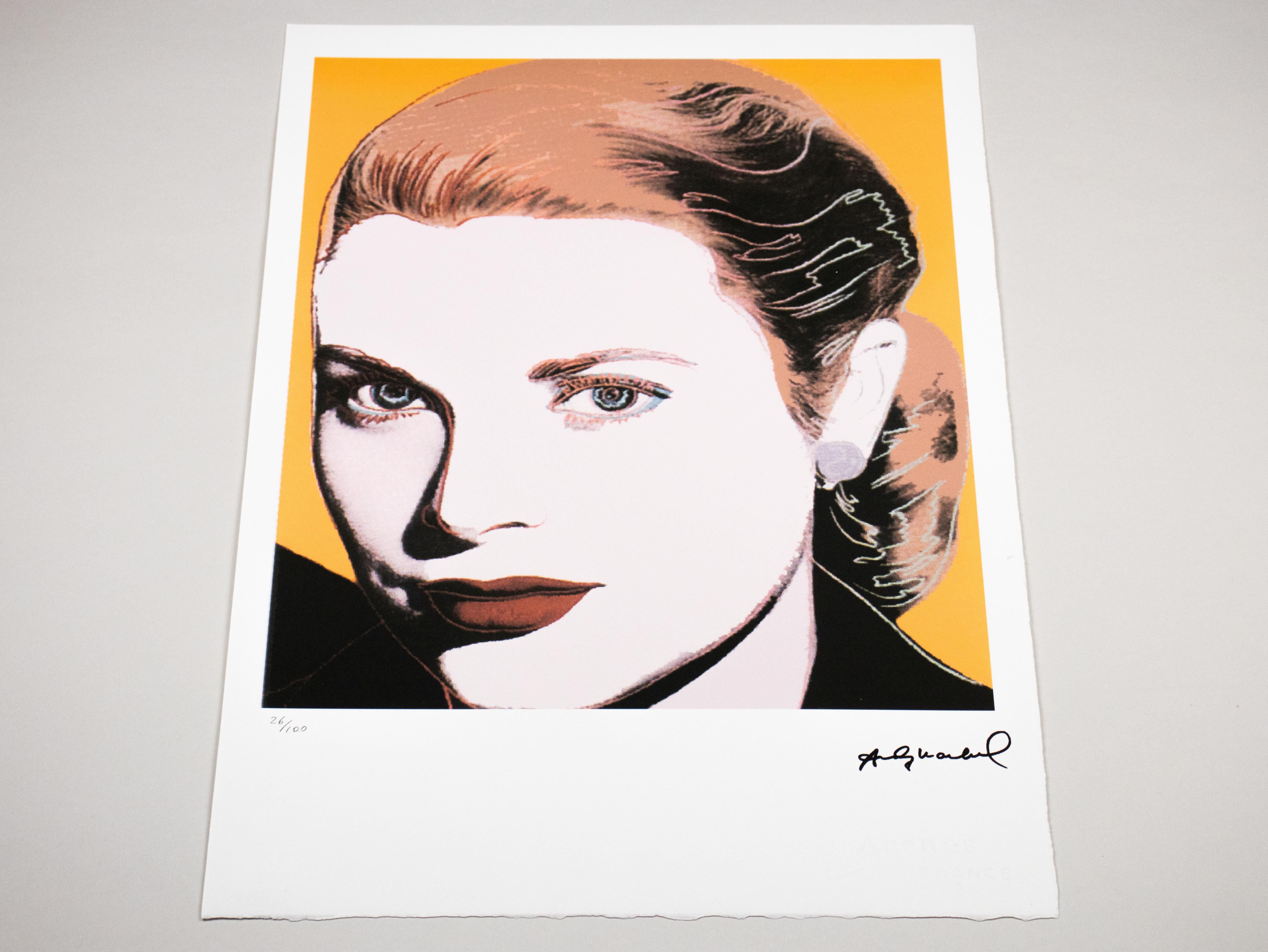 Grace Kelly - 1983 - Original Lithograph - Limited Edition Print - 26/100 pcs. - Beige Portrait Print by Andy Warhol