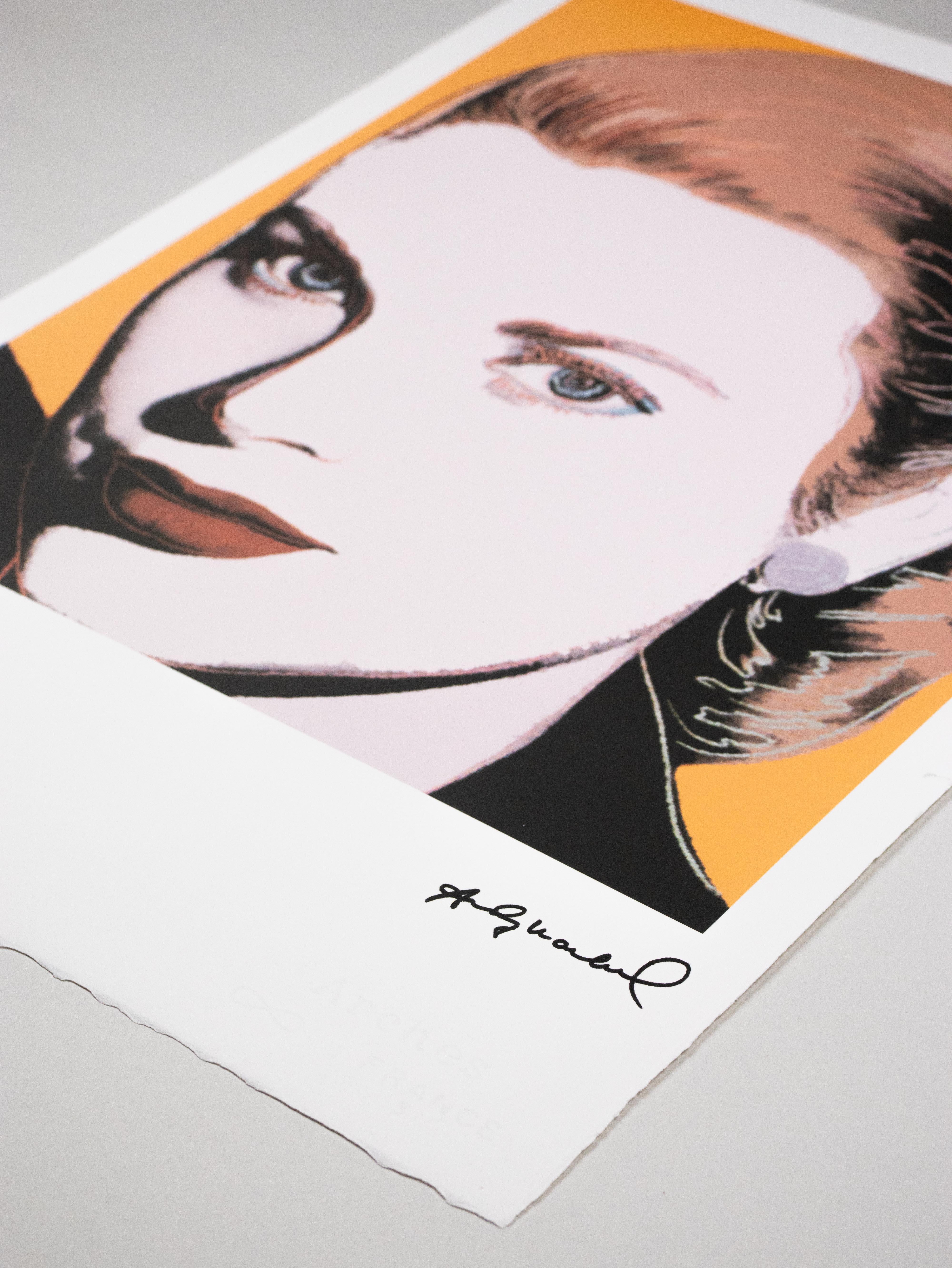 ANDY WARHOL – Grace Kelly
Rare and limited 1980s edition by Georges Israel Editeur Paris/Leo Castelli New York

Only 100 copies total (here 26/100).
Original lithograph on handmade Arches paper incl. watermark.

Signed in plate.
Edition hand