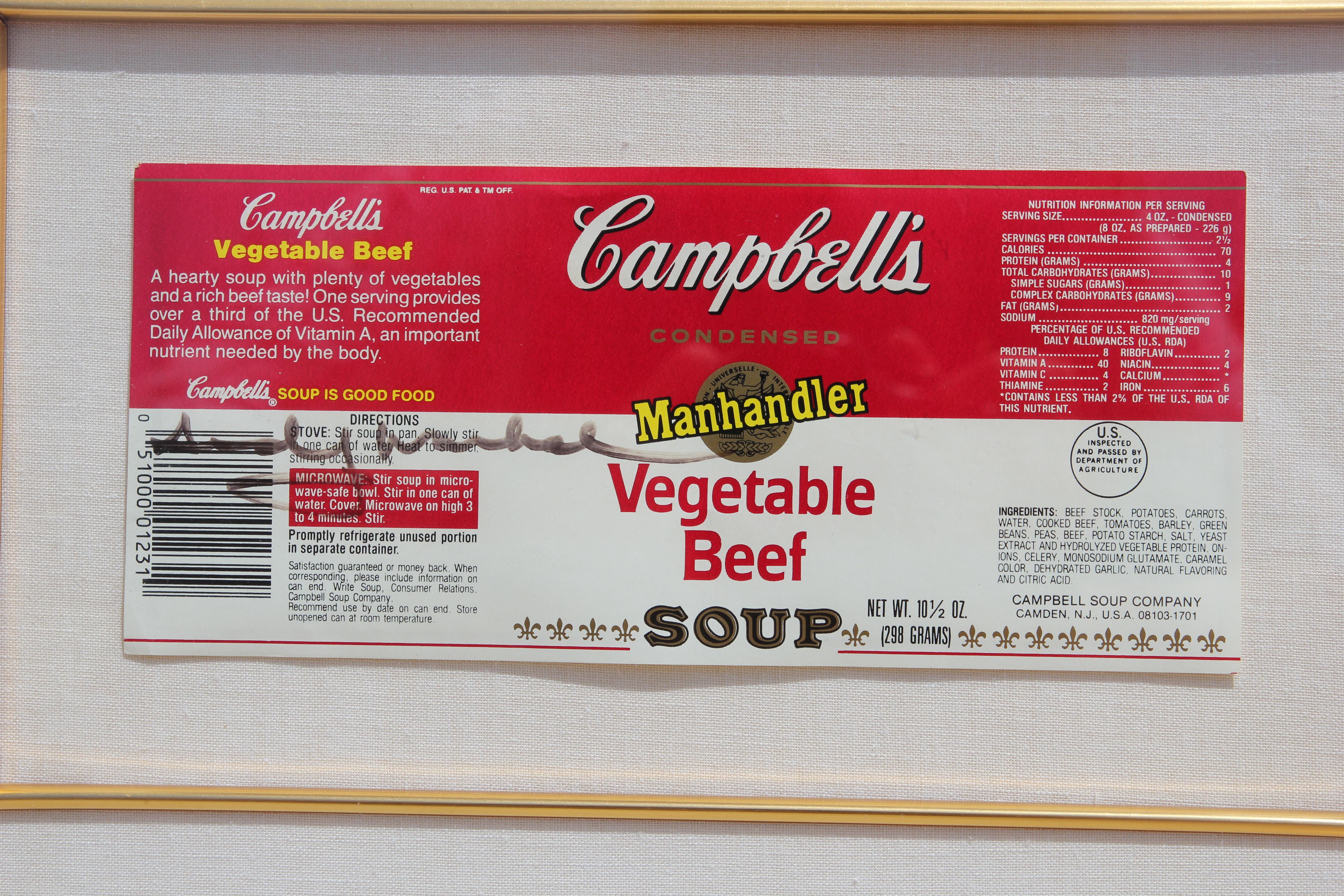 Handsigniertes Campell's Soup Label (Pop-Art), Print, von Andy Warhol