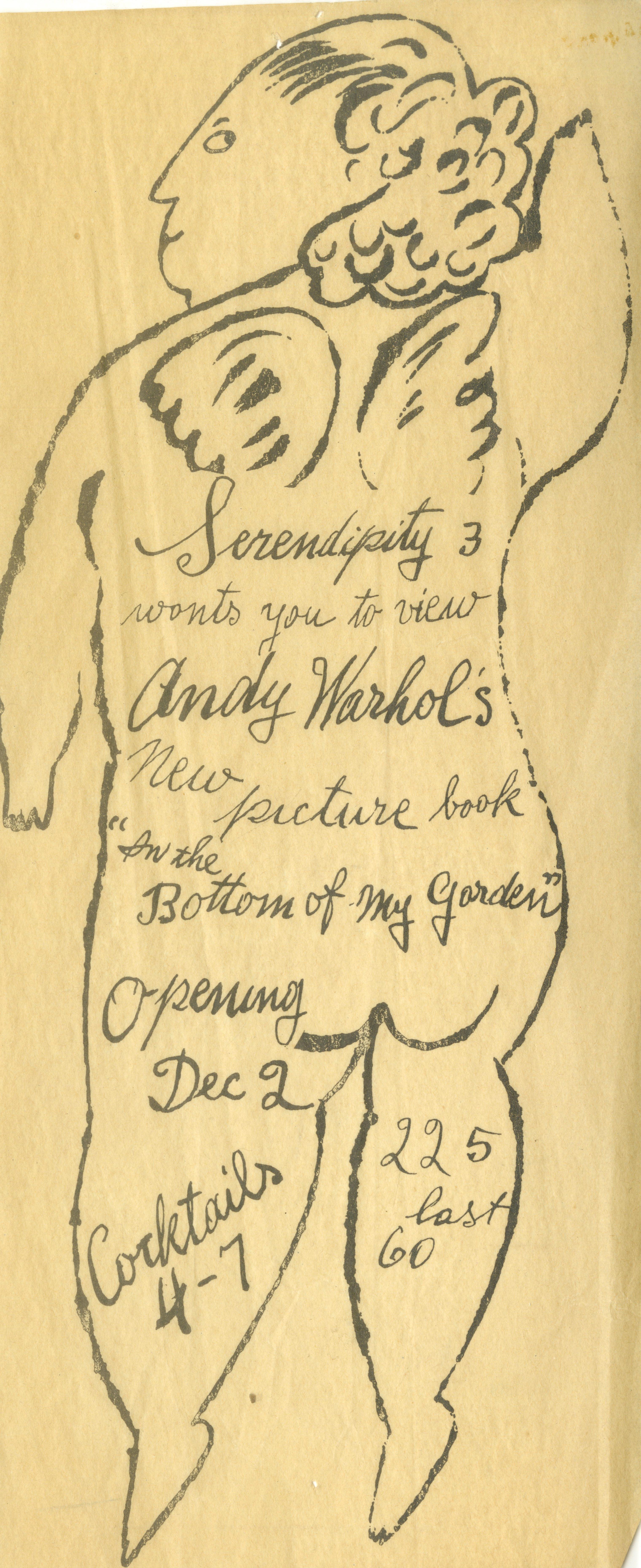 Andy Warhol Nude Print - Historic invitation to mid century book launch of "In the Bottom of My Garden"