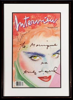 Interview Cover (Signed and inscribed by Warhol to socialite Monique Van Vooren)