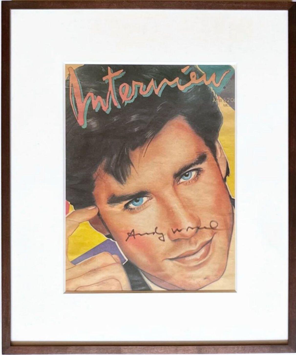 Historic signed Andy Warhol Interview cover - hand signed by Warhol with unique provenance. Elegantly framed and ready to hang!

Andy Warhol
Interview Magazine (hand signed by Andy Warhol), 1985
Offset lithograph (hand signed by Andy Warhol)
Signed