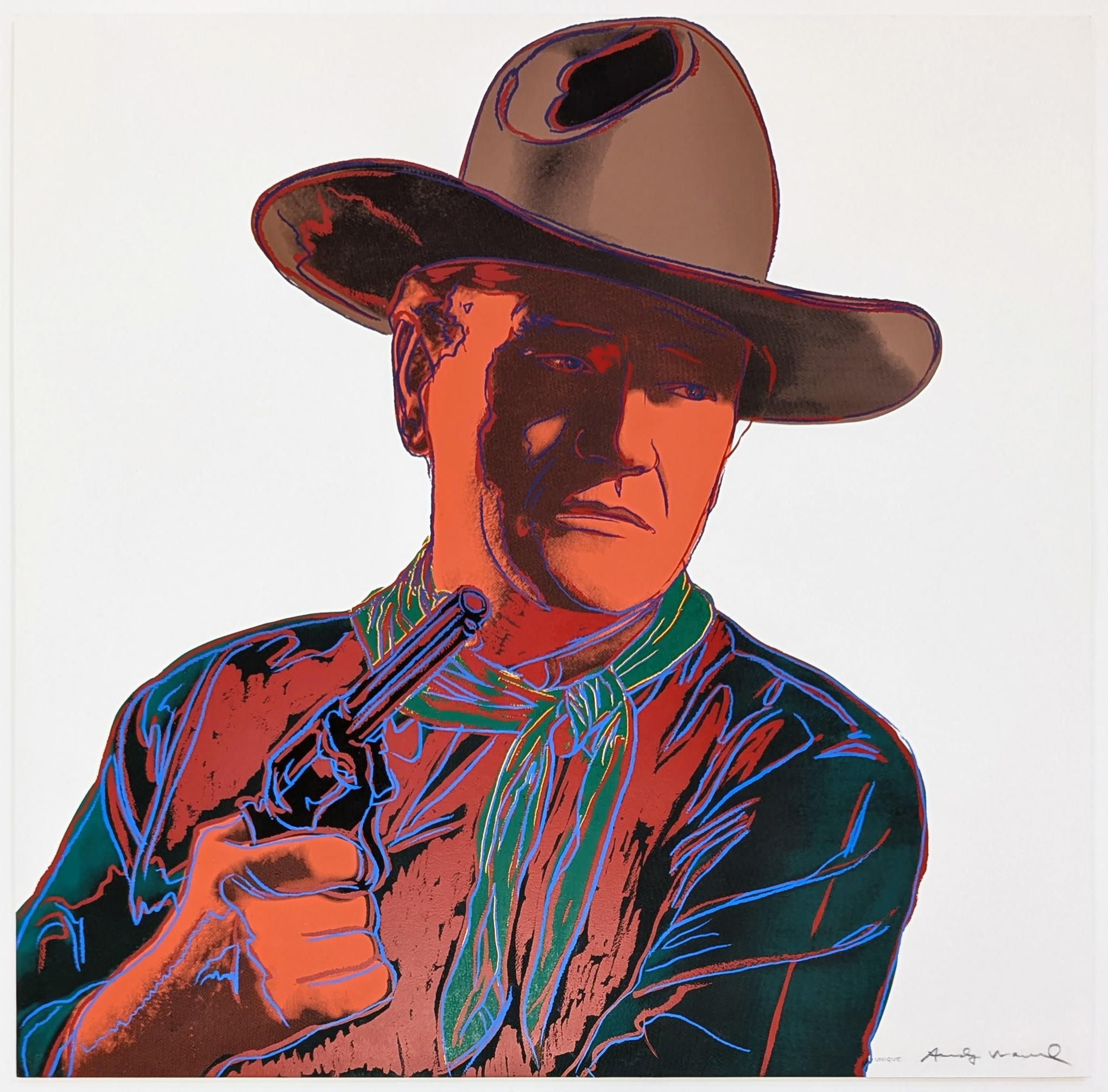 John Wayne FS IIB 377 (unique hand signed screen print from Cowboys and Indians) - Print by Andy Warhol