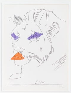 The Lion Andy Warhol Eighties  Animal Print Lithograph Red Blue Yellow