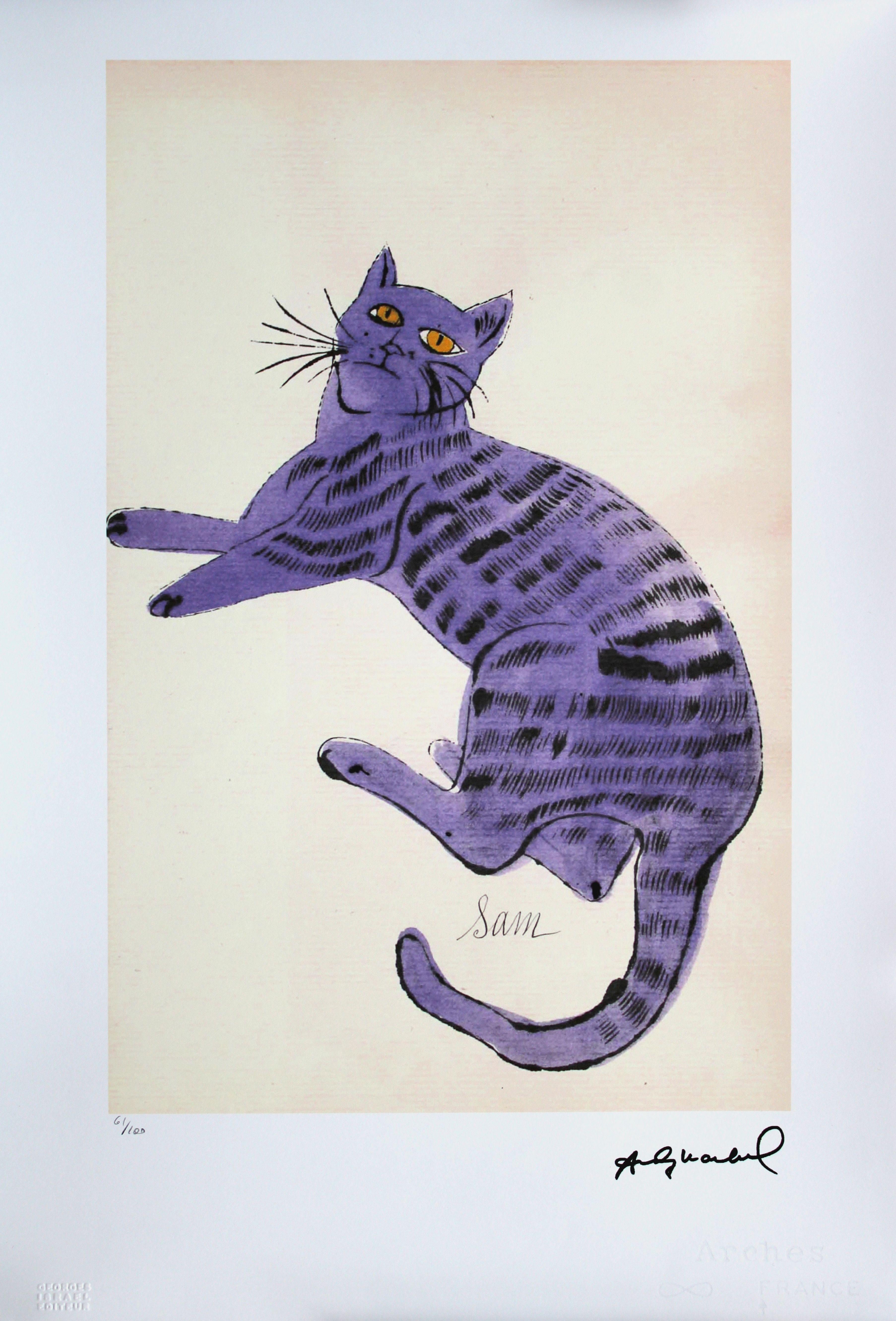 Lunar cat  61/100. Lithography, offset printing, imprint size 44x28, 5 cm - Print by Andy Warhol