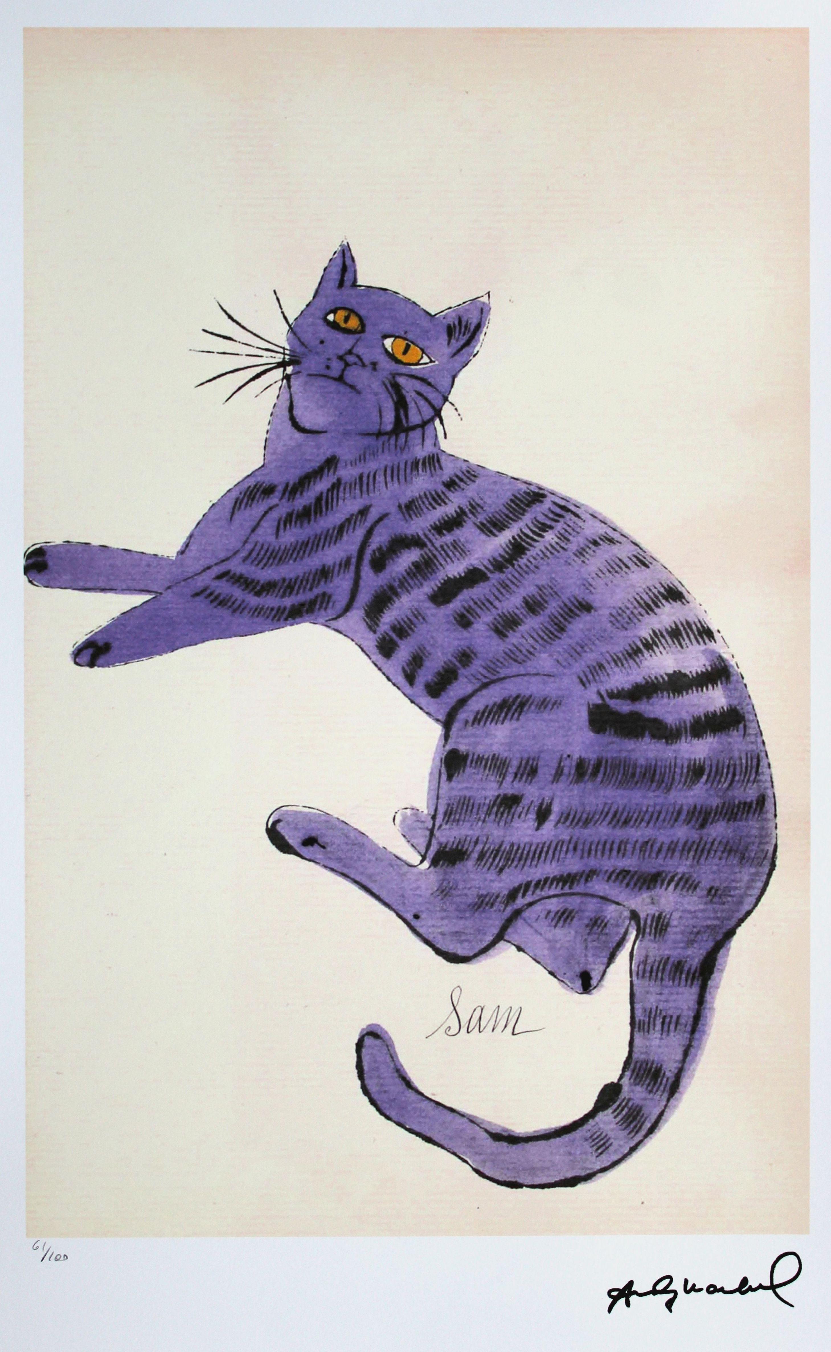 Andy Warhol Animal Print - Lunar cat  61/100. Lithography, offset printing, imprint size 44x28, 5 cm