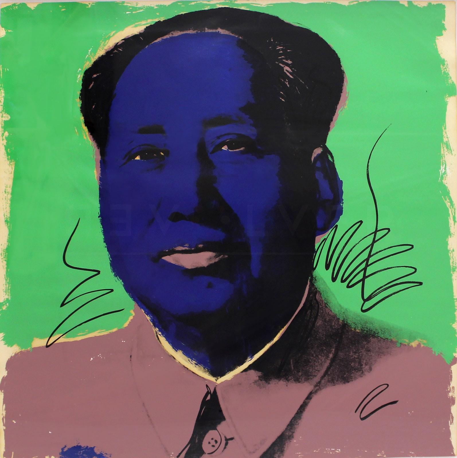 Mao Signed & numbered screenprint FS II.90 - green & blue - Mao Zedong 1972