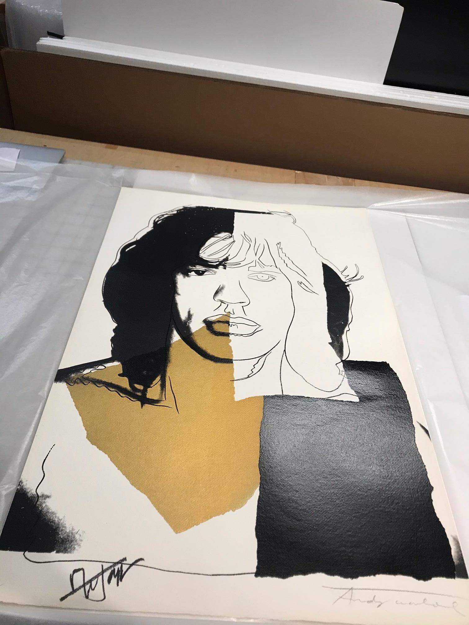 Mick Jagger F&S II.146 - Beige Portrait Print by Andy Warhol